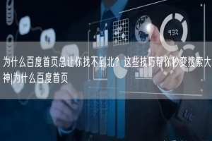 为什么百度首页总让你找不到北？这些技巧帮你秒变搜索大神|为什么百度首页